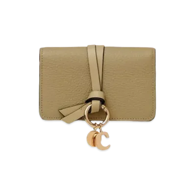 Chloe Alphabet Card Holder Grained&Shiny Calfskin "Pottery Green"