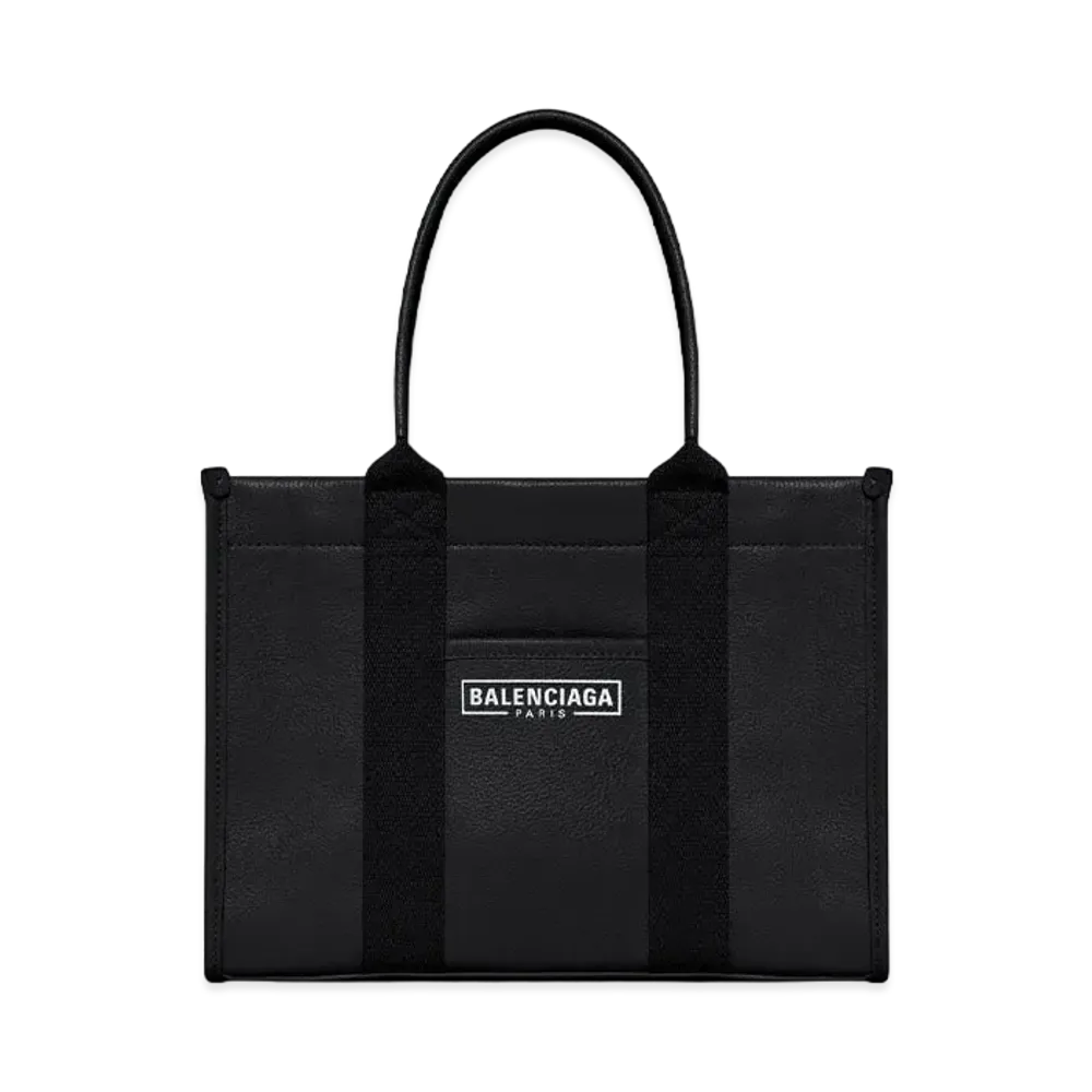 BALENCIAGA Hardware Small Tote Bag With Strap In Grained Calfskin "Black"