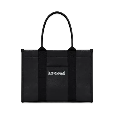 BALENCIAGA Hardware Small Tote Bag With Strap In Grained Calfskin "Black"