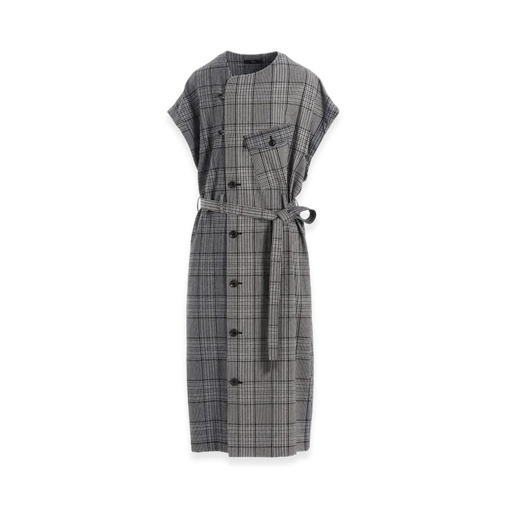 Y's Grid Plaid Surgical Dress "Grey"