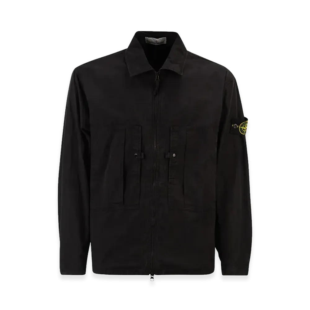 Stone Island Cotton Overshirt With Logo "Black"