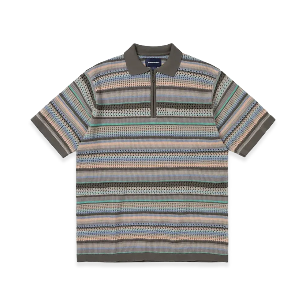 thisisneverthat Striped S/S KnIt Polo "Pink Grey"