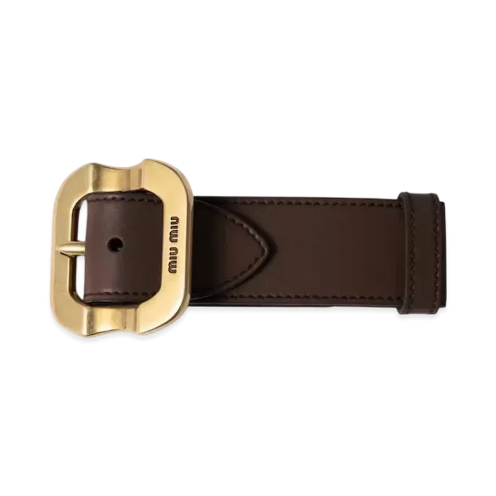 MIUMIU Leather Bracelet with Buckle "Brown"