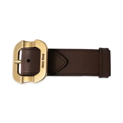 MIUMIU Leather Bracelet with Buckle "Brown"