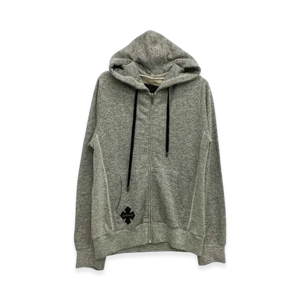 Chrome Hearts Dagger Zip CH Plus Leather Patch Boro Chip Hoodie "Grey"