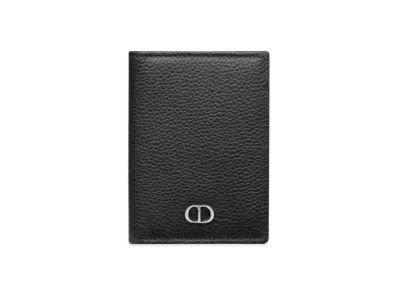 Dior Two-Fold Card Holder CD Icon Grained Calfskin "Black"
