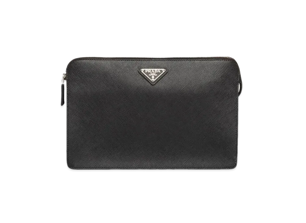 PRADA Saffiano Leather Clutch "Black"