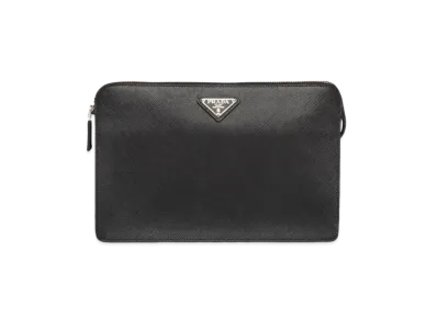 PRADA Saffiano Leather Clutch "Black"