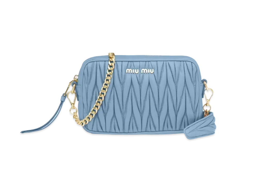 MIU MIU Matelase Resurer Shoulder Bag "Light Blue"
