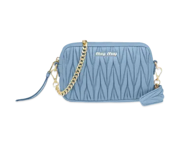 MIU MIU Matelase Resurer Shoulder Bag "Light Blue"