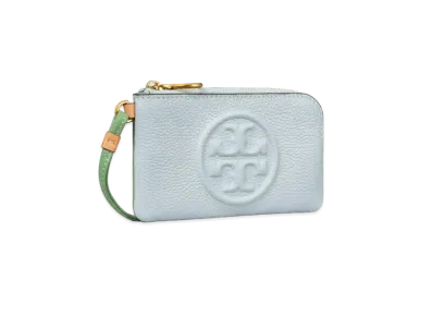 Tory Burch Perry Bombe Color-Block Top-Zip Card Case "Icicle"
