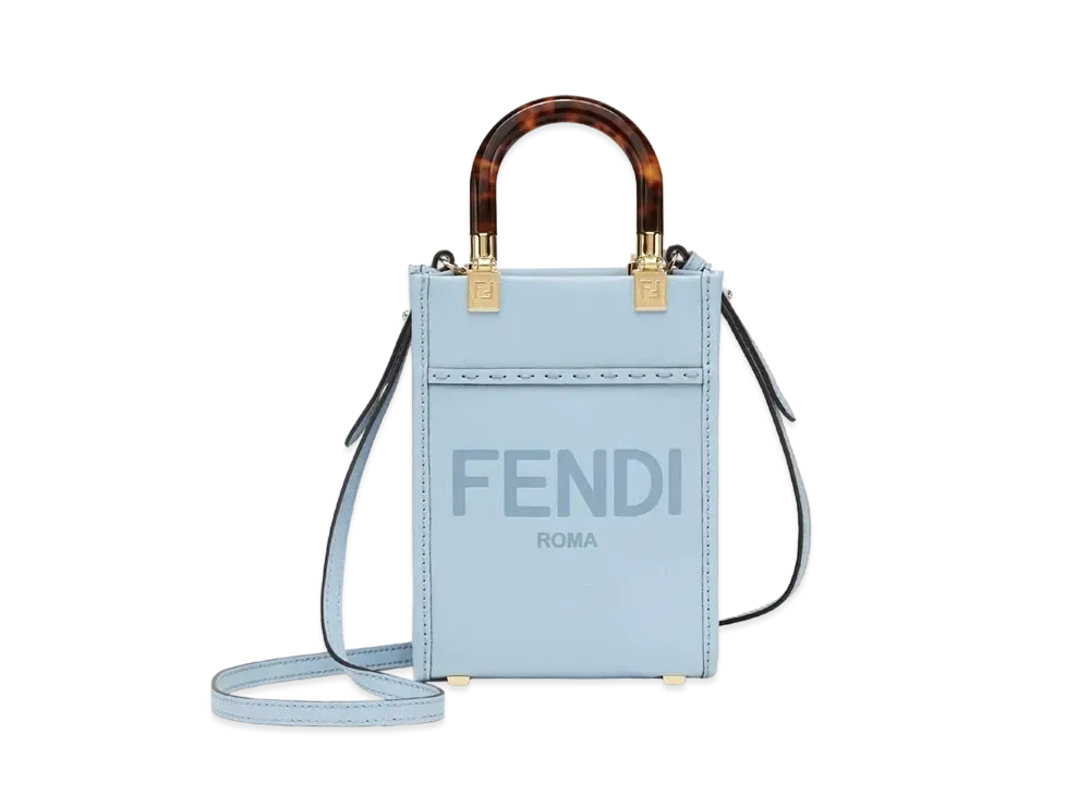 FENDI Sunshine Shopper Small Leather Mini Bag "Light Blue"