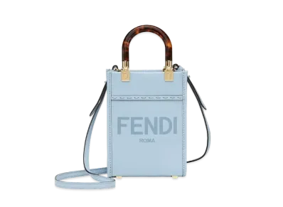 FENDI Sunshine Shopper Small Leather Mini Bag "Light Blue"