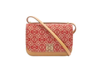 LOEWE Small Goya Bag In Anagram Jacquard And Calfskin "Red/Warm Desert"