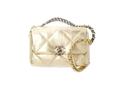 CHANEL 19 Hand Bag Metallic Lambskin "Gold"