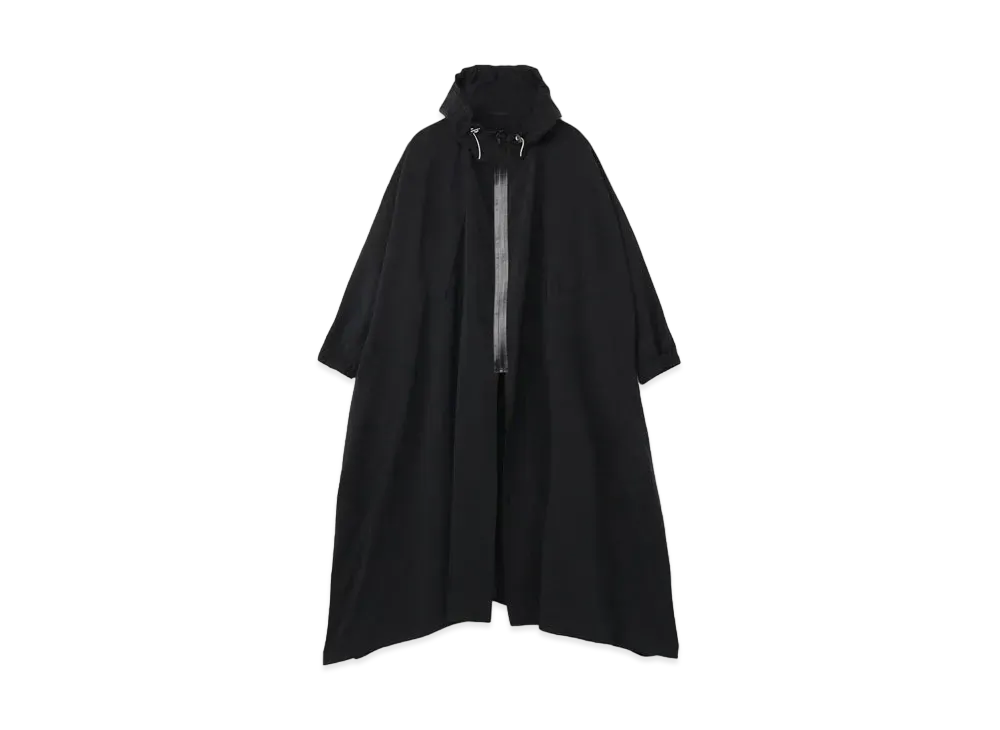 Yohji Yamamoto Y's TWISTED POLY NATURAL STRETCH HOODED COAT "Black"