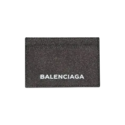 BALENCIAGA Basic Single Card Holder Glitter Essential Accessory "Black"