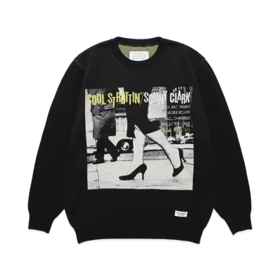 WACKO MARIA BLUE NOTE Jacquard Knit Sweater "Black"