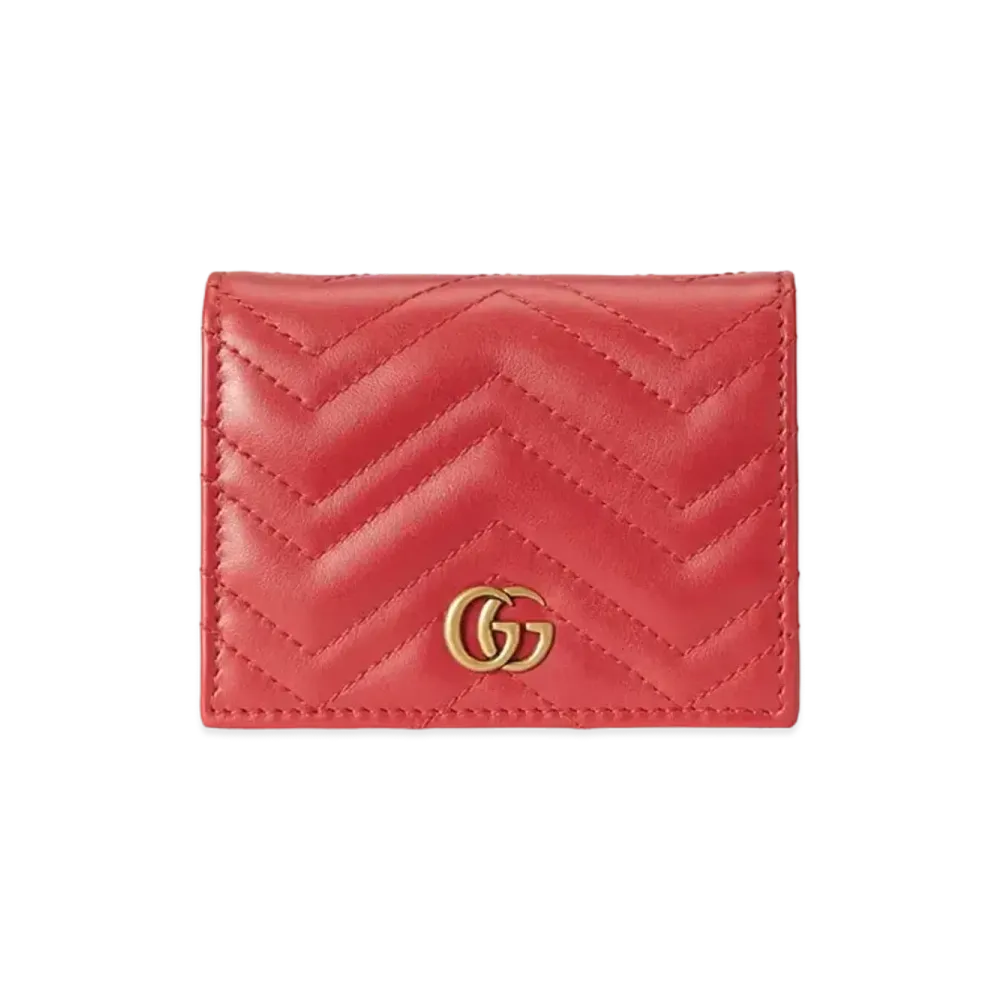 GUCCI GG Marmont Card Case Wallet "Red"