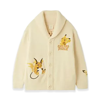GELATO PIQUE x Pokemon Baby Moco Jacquard Shawl Cardigan "Yellow"