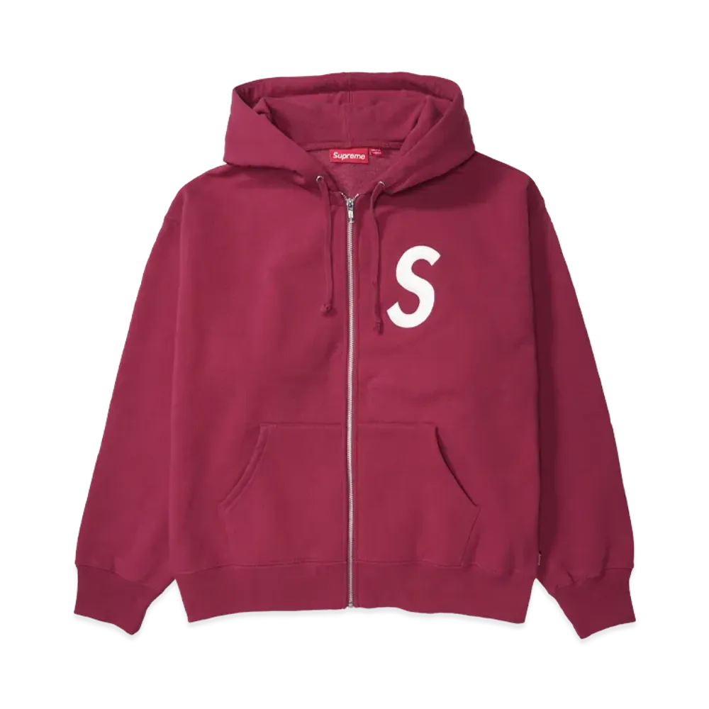 Supreme S Logo Zip Up Hooded Sweatshirt (25FW) "Raspberry"