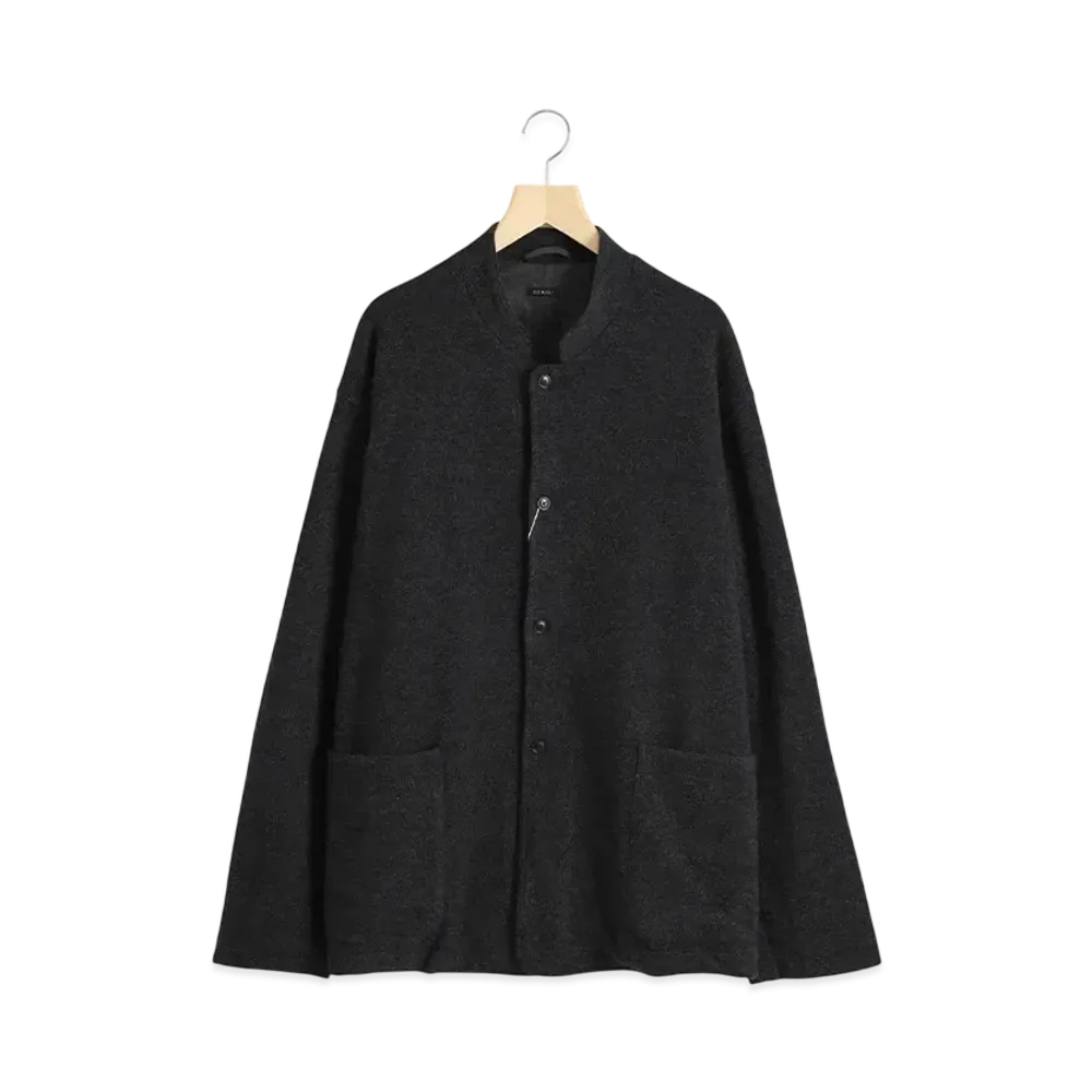 COMOLI Cashmere Stand Collar Knit Jacket "Charcoal"