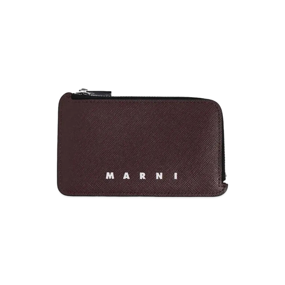 MARNI C/C HOLDER W ZIP COIN CASE "CHOCOLATE/ARBUTUS"
