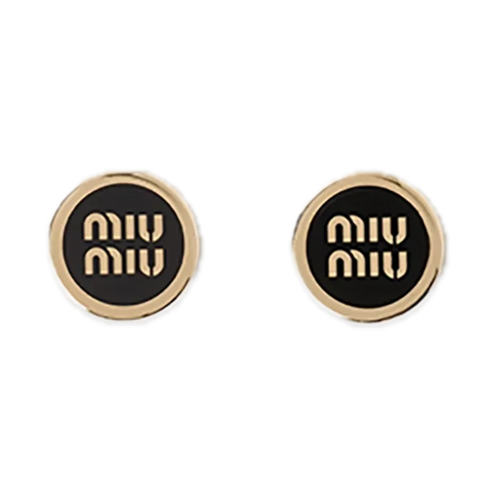 MIU MIU Enamel Metal Earrings "Black"