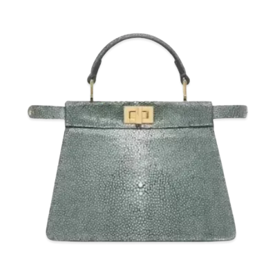 FENDI Peekaboo ISeeU Petit Stingray Leather Bag "Dark Green"