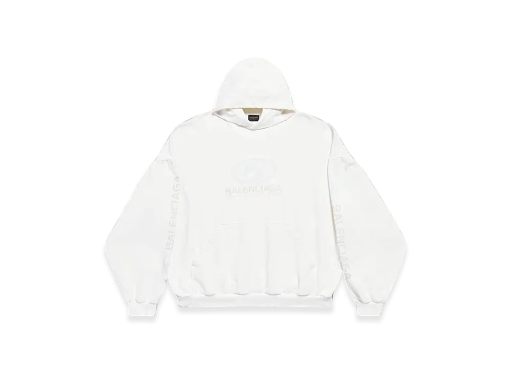 BALENCIAGA Surfer Round Oversized Hoodie "White Light Blue"