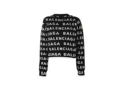 BALENCIAGA Women's Allover Logo Knit "Black White"