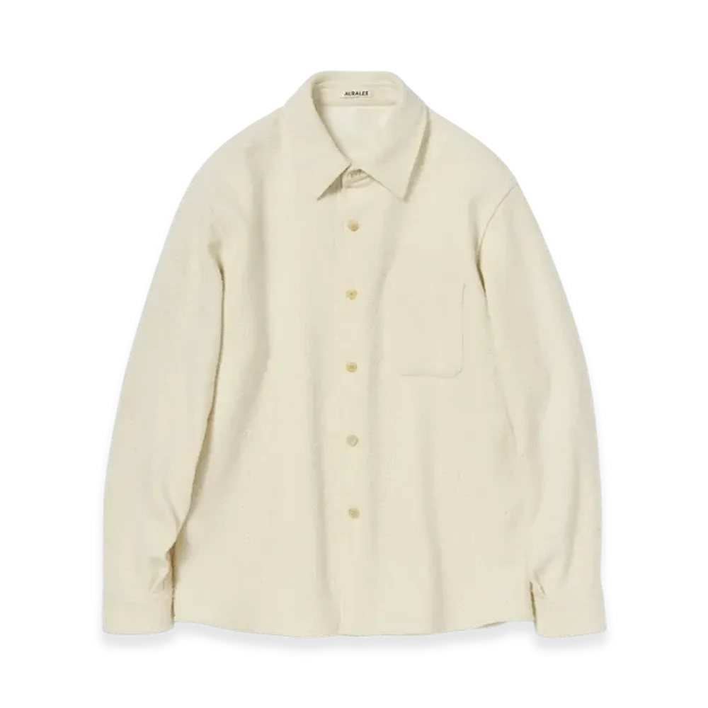 AURALEE Homespun Tweed Shirt Blouson "Ivory White"