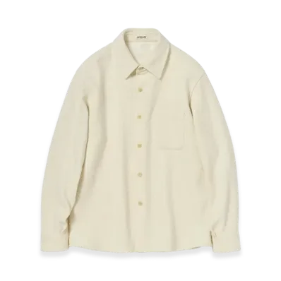 AURALEE Homespun Tweed Shirt Blouson "Ivory White"