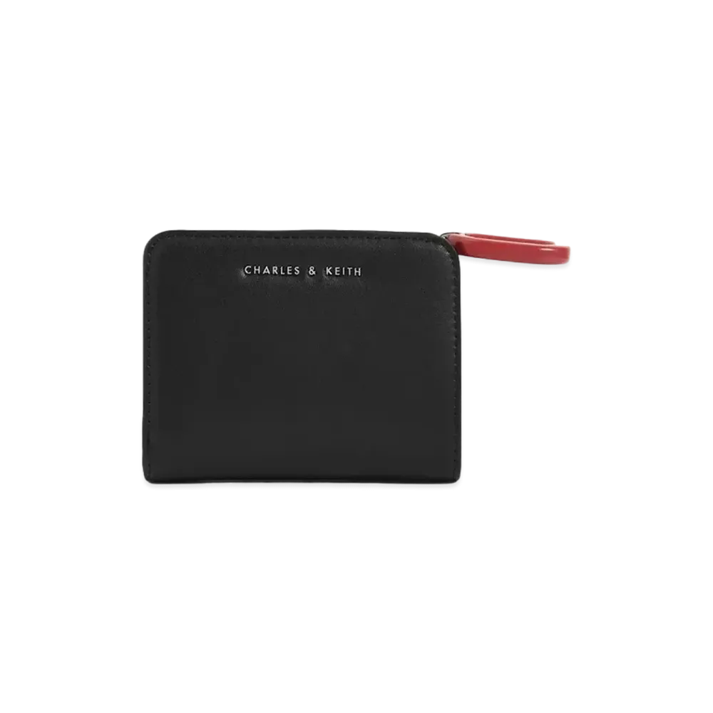 CHARLES & KEITH Oval Key Chain Ship Wallet "Black"