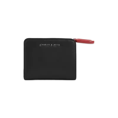 CHARLES & KEITH Oval Key Chain Ship Wallet "Black"