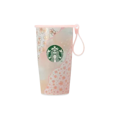 STARBUCKS SAKURA2025 Strap Cup Shape Stainless Steel Bottle Layered 355ml "Pink"