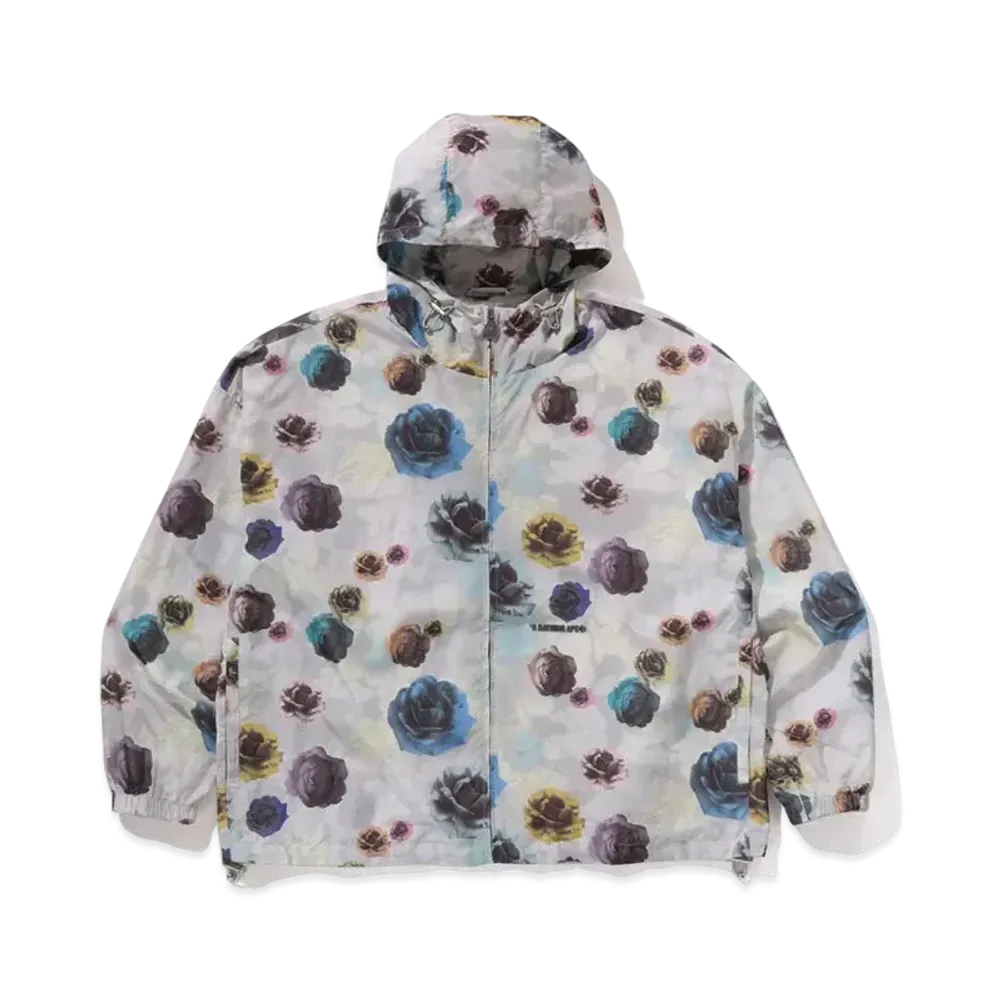 A BATHING APE Floral Camo Nylon Hooded Jacket "Ivory"