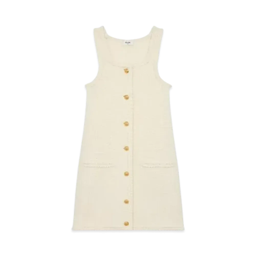 CELINE Women's Mini Apron Dress in Cotton "Off White"