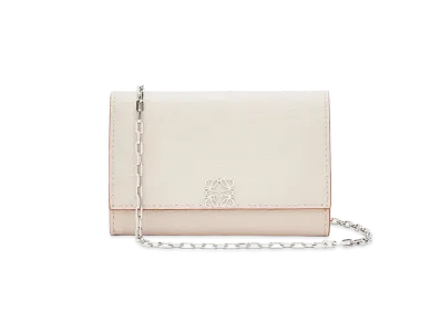 LOEWE Anagram Wallet On Chain In Pebble Grain Calfskin "Light Ghost"