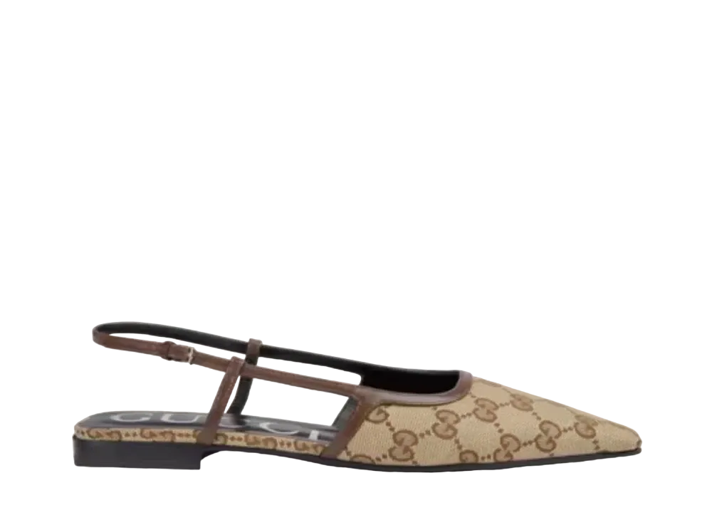 GUCCI WMNS GG Slingback Ballet Flat "Beige/Ebony"