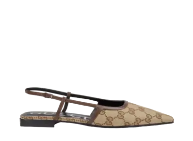 GUCCI WMNS GG Slingback Ballet Flat "Beige/Ebony"