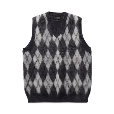BEAMS Argyle Vest Mohair "Gray"