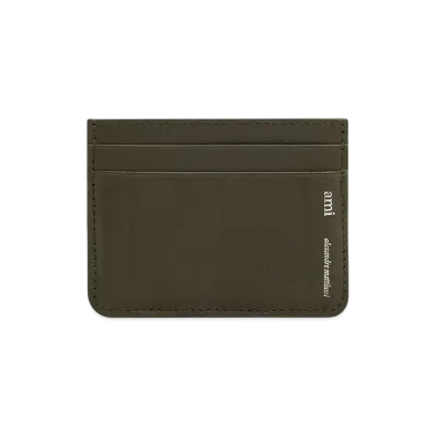 AMI PARIS Leather Midi Card Holder "OliveNoire"