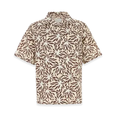 PRADA Printed Cotton Blend Shirt "Beige/Tan"