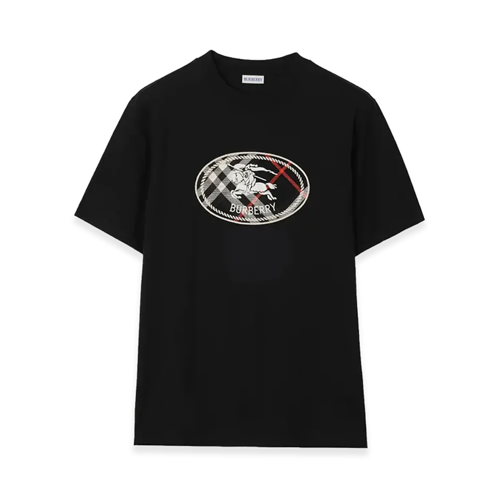 Burberry Check Knight Stamp Cotton T-Shirt "Black"