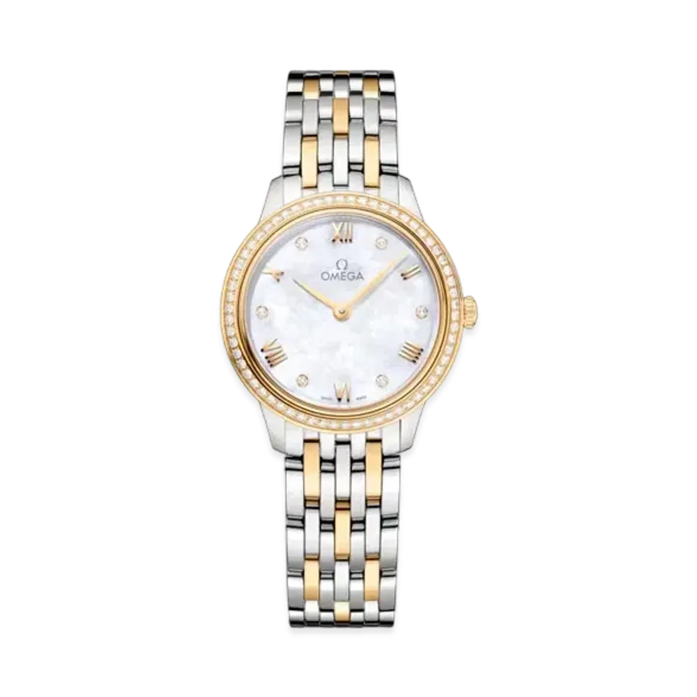OMEGA De Ville Prestige Pave Diamonds 27.5MM "Stainless Steel/Yellow Gold" 434.25.28.60.55.001