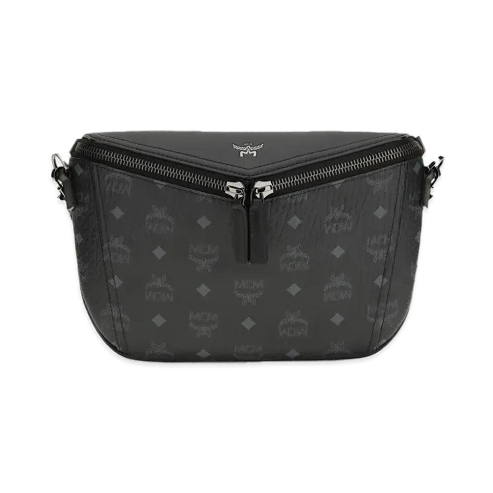MCM Women's Printed Canvas Diamond Belt Bag "Black"