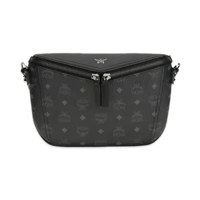 MCM Women's Printed Canvas Diamond Belt Bag "Black"