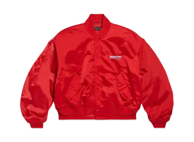 BALENCIAGA Women's Political Campaign Varsity Jacket "Bright Red"