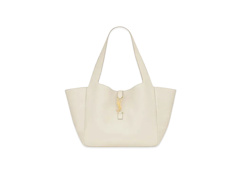 Saint Laurent LE 5 A 7 BEA in Grained Leather "Blanc Vintage/Dark Beige"